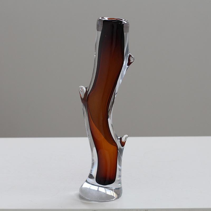 Glass Vase Transparent Branch Fork Shape Thick Straight Glass Bottle Flower Vase Floral Arrangement Accessories Terrarium