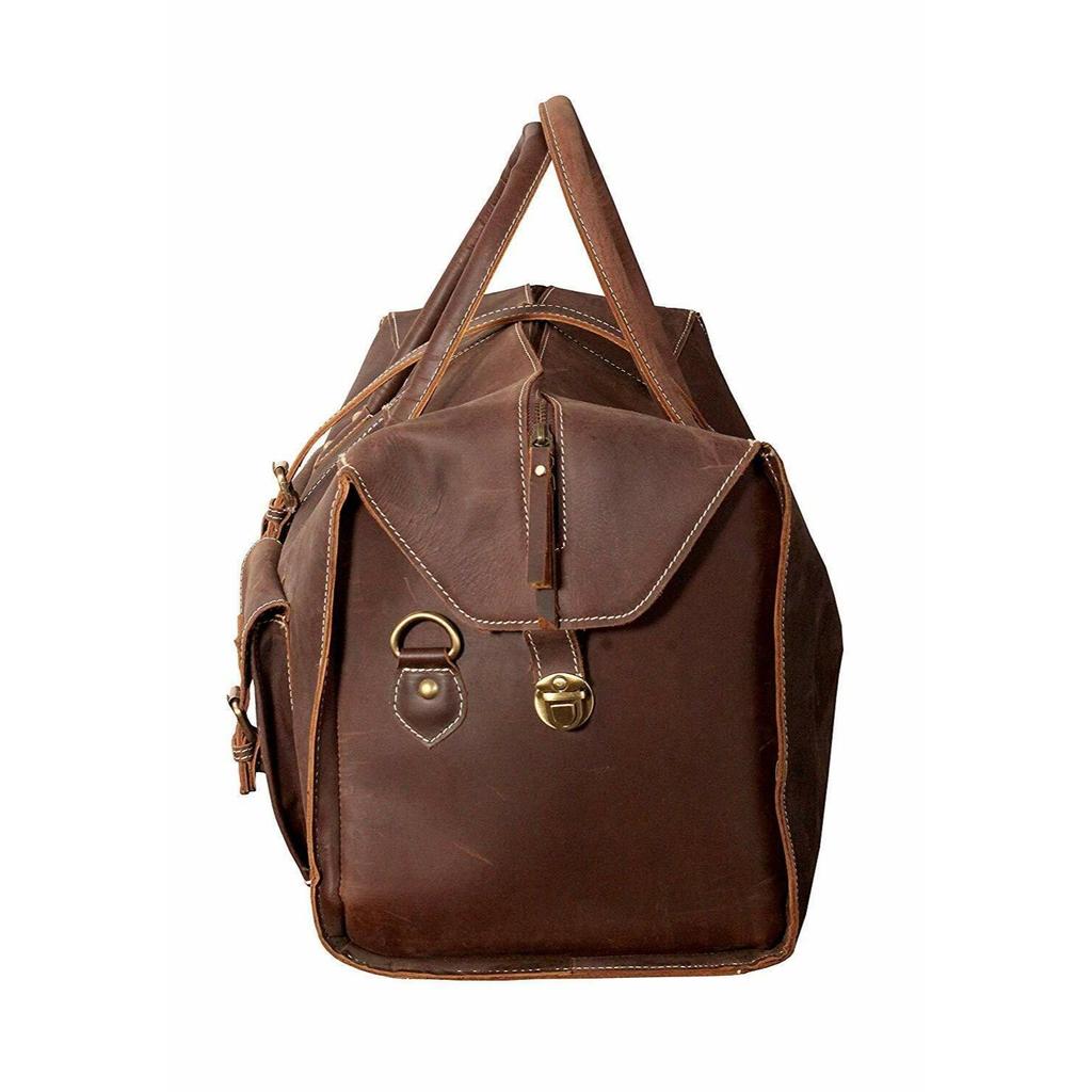 Men's Genuine Leather Large Vintage Duffel Travel Gym Bag Weekend Bag Overnight