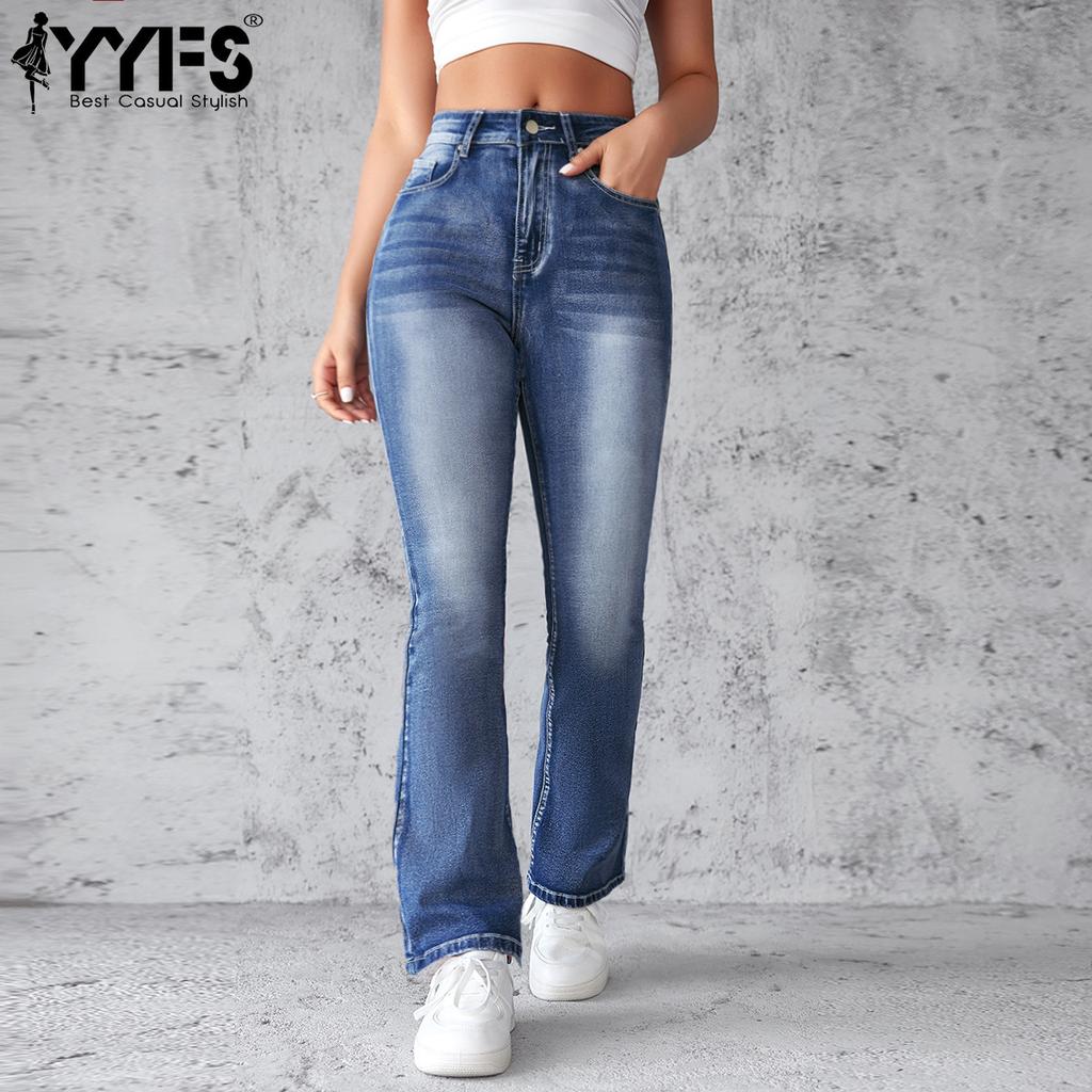 YYFS Dámska móda Denim Ležérne nohavice s vysokým pásom Nohavice a Capris Ležérne nohavice