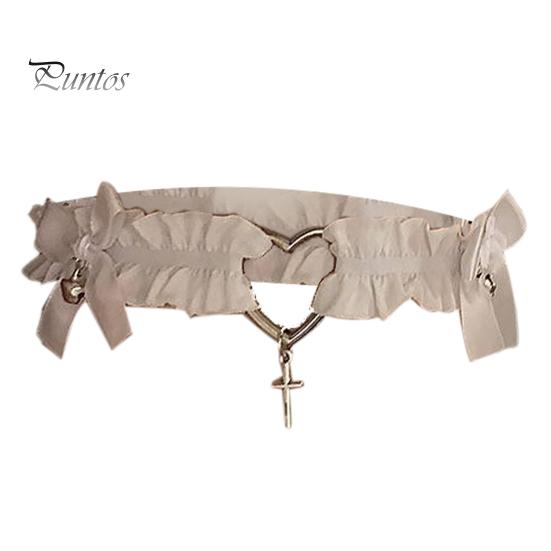 1 buc curea inel pentru picior inimă decor în cruce cu fundă în frunte, bandă elastică anti-alunecare, curea pentru jartieră din dantelă gotică, lolita, cosplay, jartieră pentru picior