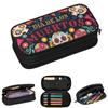Sugar Skull Mexican Day Of The Dead Dia De Los Muertos Pencil Cases for Student Pen Box Pencil Bag Large Storage Pencil Pouch
