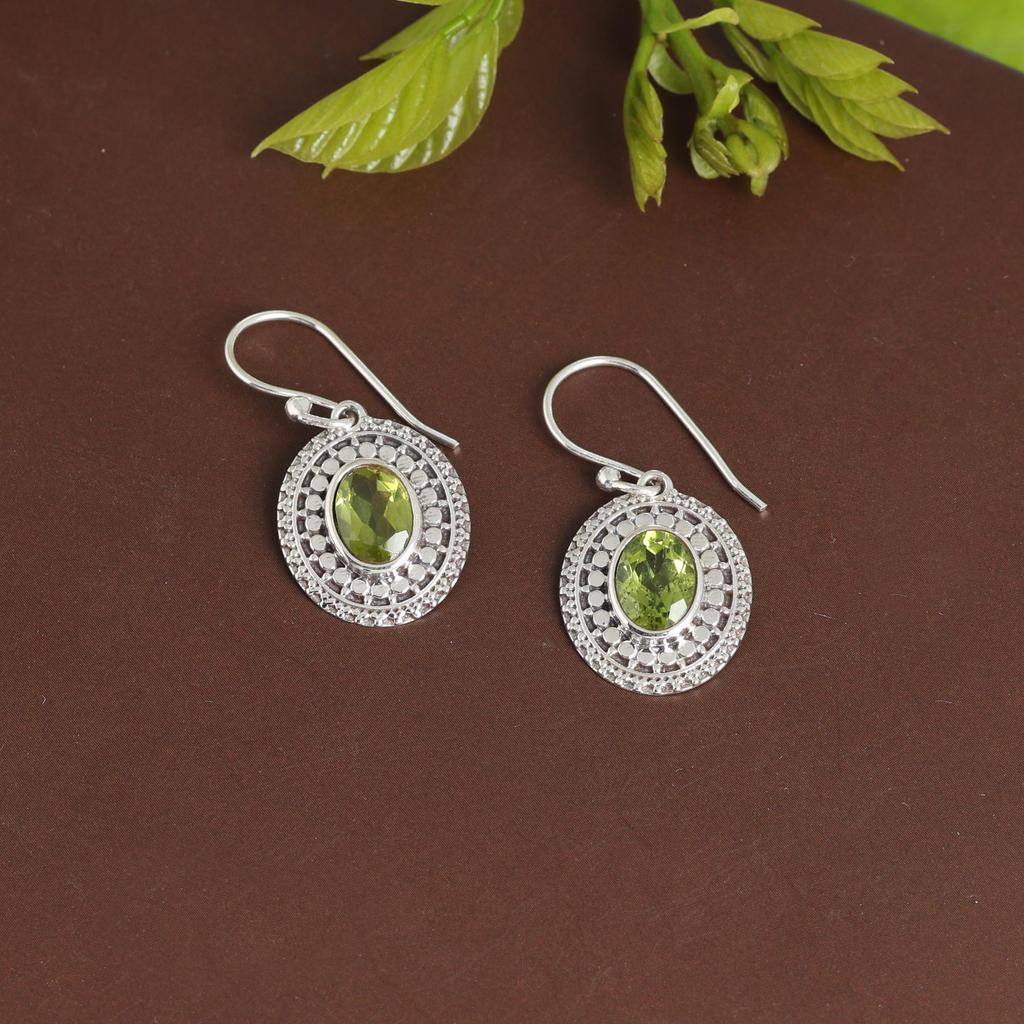 925 Sterling Silver Handmade Jewelry, Peridot Silver Earring, August Birthstone Earring, Gift For Her, Women Jewelry
