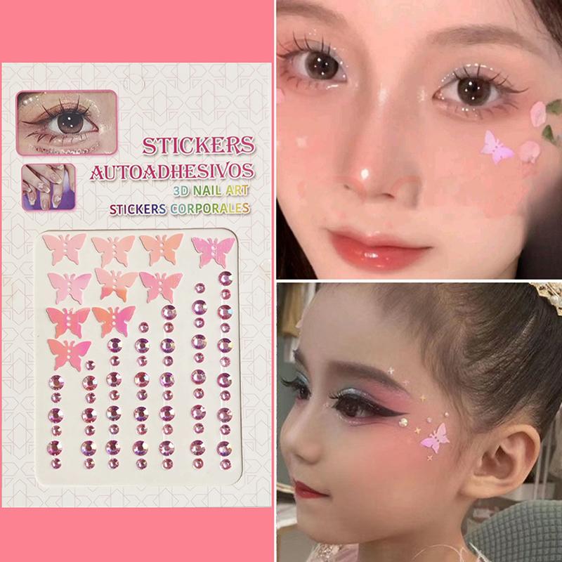 Shell Crystal Tattoo Sticker Glitter Eyeliner Eyebrow Makeup Face Diamond Temporary Tattoo Butterfly Rhinestone Eyeliner Sticker