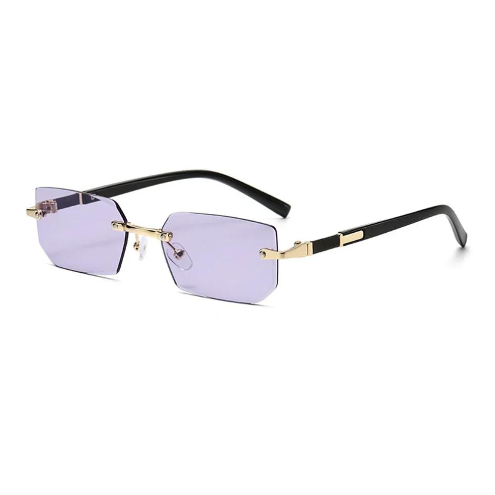 Randlose Kanten geschliffene Rechteck Sonnenbrille Unisex Rahmenlose Brille Designer Mode Vintage Quadratische Tönung Y2k Sonnenbrillen Brillen