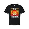 Its Shiba Time Graphic T Shirt With Retro Sunrise And Playful Shiba Inu Illustra