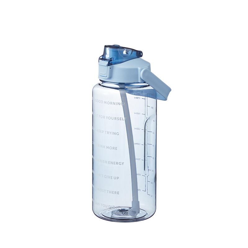 2-Liter-Wasserflasche mit Strohhalm, Kawaii-süße Trinksportflaschen mit Zeitmarkierung für Mädchen, Wasserkrug, Trinkgeschirr, Outdoor-Tasse