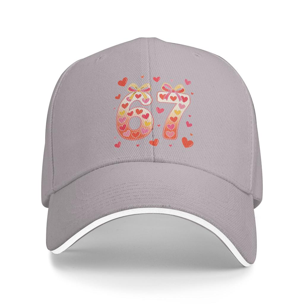Sommer Lässige Baseballkappe Lustig 67 Meme Valentinstag Herzen und Schleifen Jagd Camping Trucker-Kappe Unisex Herren Design Baseballkappen
