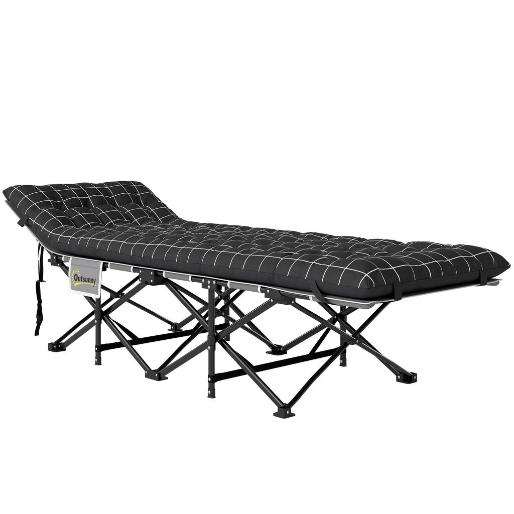 67cm Breites Klappbett, Campingliege für Erwachsene mit Matratze, Aufbewahrungstasche, Tragetasche, Max. Belastung 150kg, Schwarz