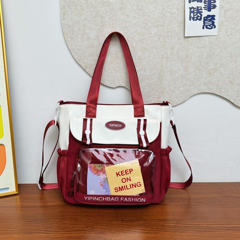 Women's Large Capacity Handbag Color Block Student Shoulder Bag