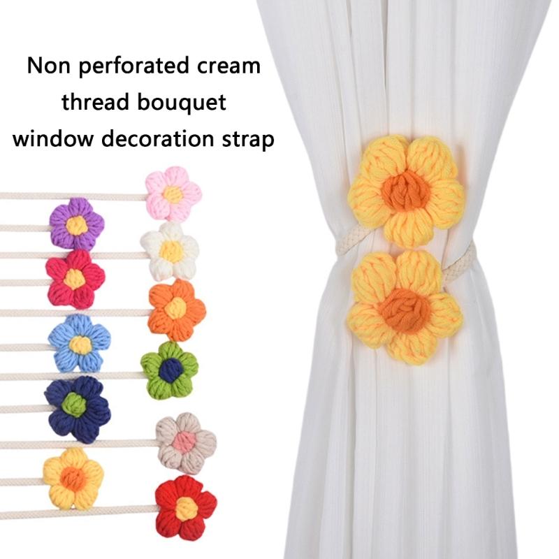 Curtain Tiebacks Decorative Curtain Holdbacks Retro Flower Curtain Buckles Clips Drapery Holdbacks Office Home Decors