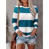 Women's 3D Stripe Printed T-shirt Fashion Long Sleeve Round Neck T-Shirt Regular Tops Holiday Weekend Spring and Autumn