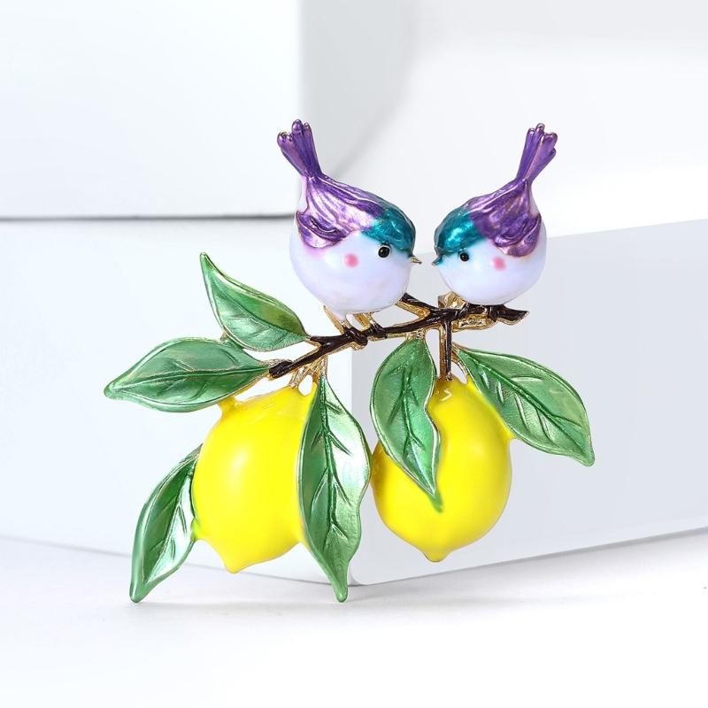 Cartoon Style Lemon Bird Alloy Safety Badge Pin Spring Summer Fashion Unisex Brooch Decorative Scarf Clip Bag Charm