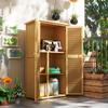 Garden Cabinet, Weatherproof, 2 Doors with Lock, Pine Wood, 87L X 46.5W X 160H Cm, Light Yellow