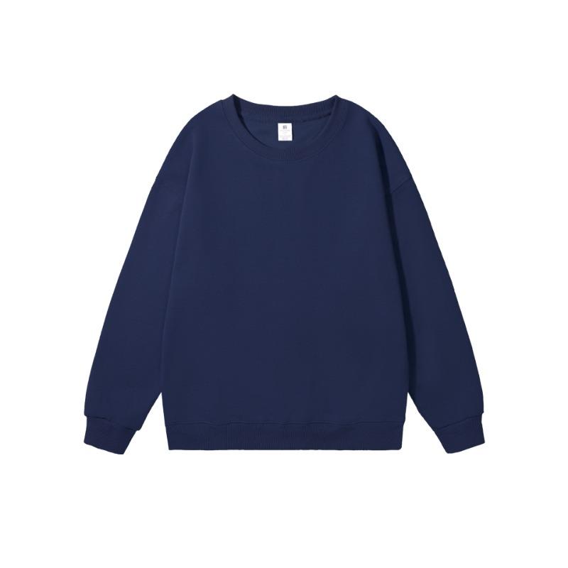 Plain Solid Color Crew Neck Sweatshirt Loose Fit Long Sleeve Blank Casual Pullover Top