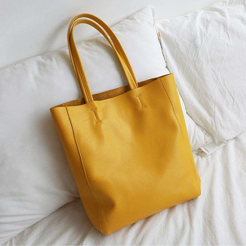 Luxury Brand Designer Genuine Leather Shopping Bag Lady Large Female Totes Bag Fashion Simple Handbags Casual Leather Women Shoper