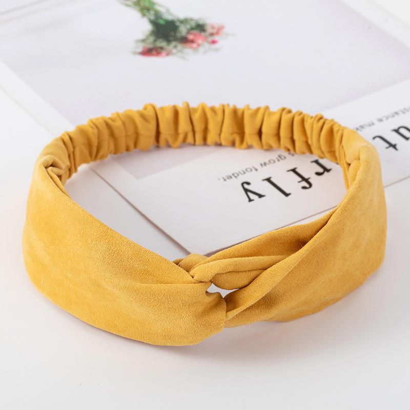 European & American Knit Crossover Headband: Pure Color Elastic Yoga Sports Hair Tie for Women