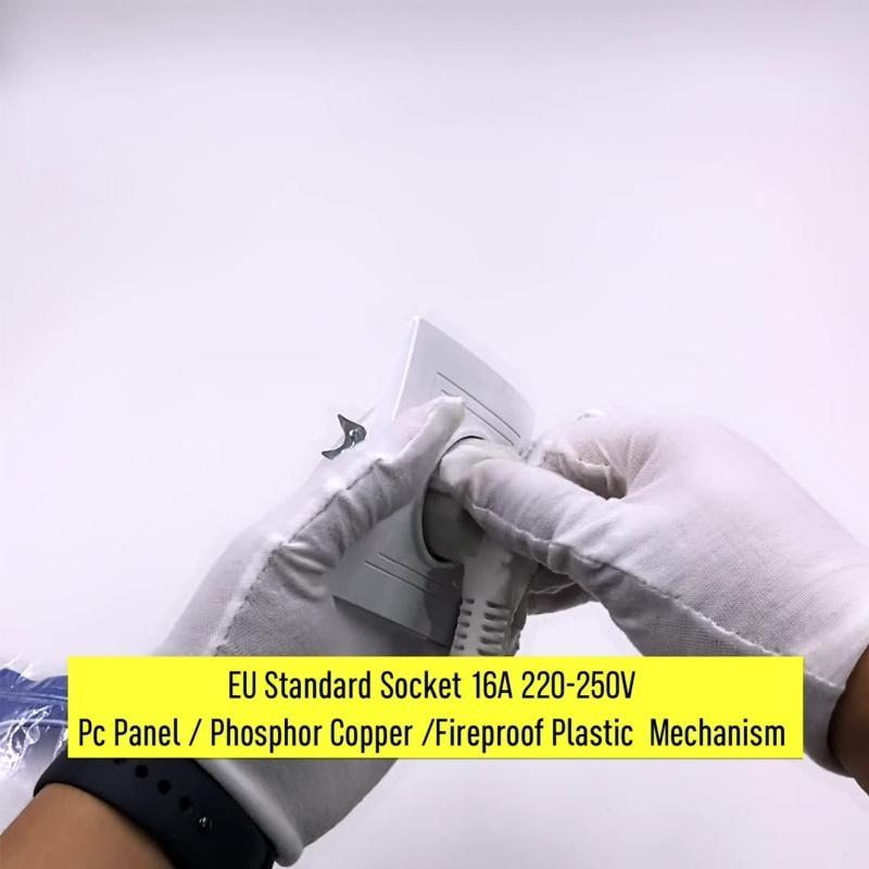 Presa a Muro Standard EU 250V/16A 2 Pin Foro Rotondo Pannello a Muro Bianco Presa Elettrica Non Messa a Terra Durevole