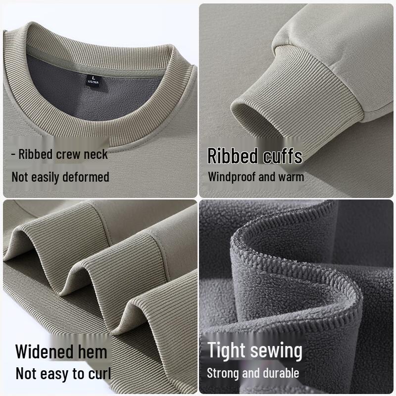 JEANSWEST LIFE Men's Crewneck Plush Thickened Sweatshirt