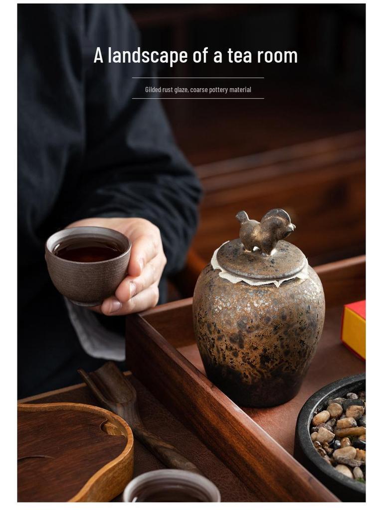 Chinese Ceramic Tea Canister: Small/Large Sealed Storage Jar for Pu'er Tea with Logo Printing