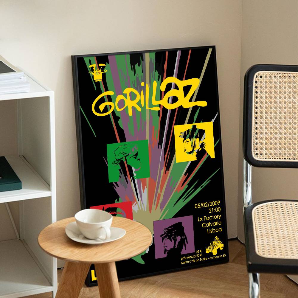 Band G-Gorillaz Classic Vintage Posters Decoracion Painting Wall Art White Kraft Paper Kawaii Room Decor