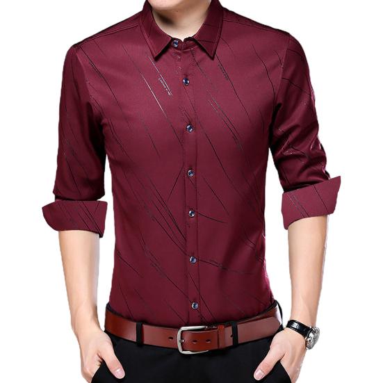 

Модная мужская рубашка с длинным рукавом, отложным воротником, принтом в виде букв/полосок и пуговицами M