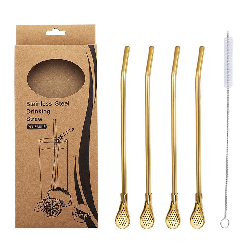 stainless steel Straws Eco-friendly Drinking Straws for Smoothie Milkshakes Tea Juice Cocktail Straw with Brush Tea, Juice