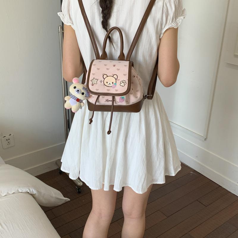 Schoolbag Easy Bear Cute Backpack Women's Cartoon Embroidery Mini Student School Bag Versatile Portable Casual Backpack