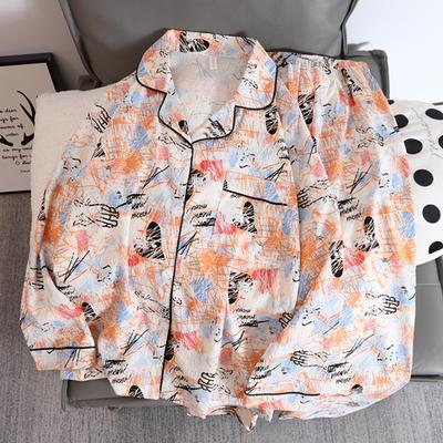 Women's Pajamas Set Colourful Button New Korean Cute Print Pijamas Set for Women Soft Fun Nightwear Loungewear Autumn Sleepwear