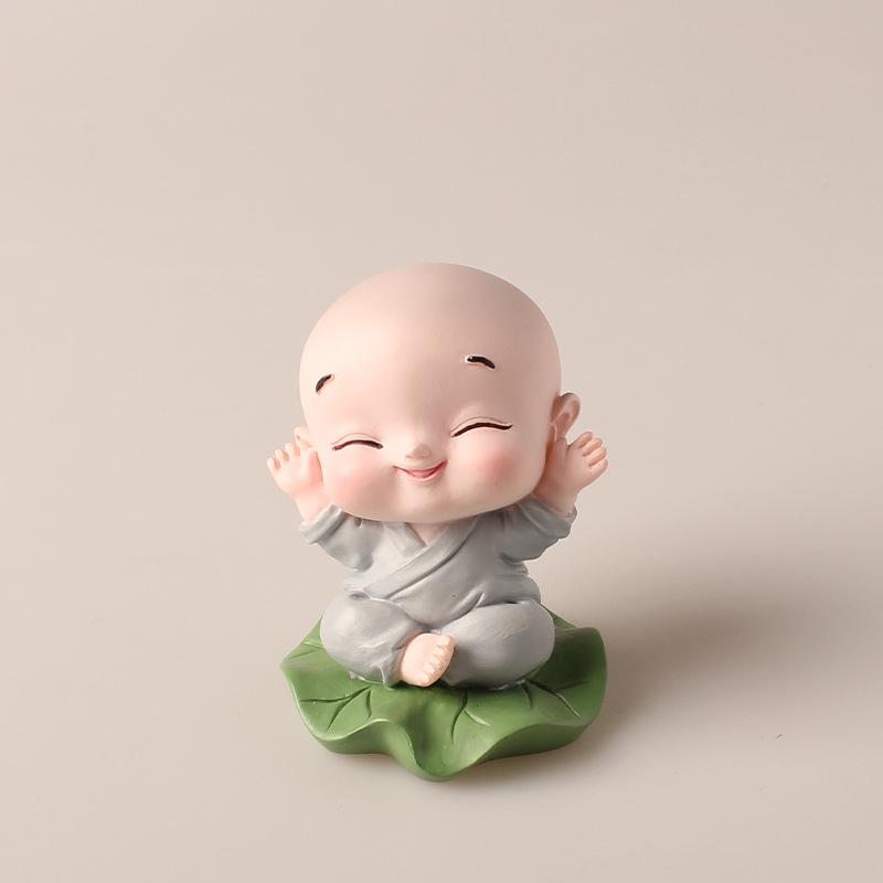 Zen Car Decor: Set of Four Shaking Head Monk Ornaments for Interior Decoration