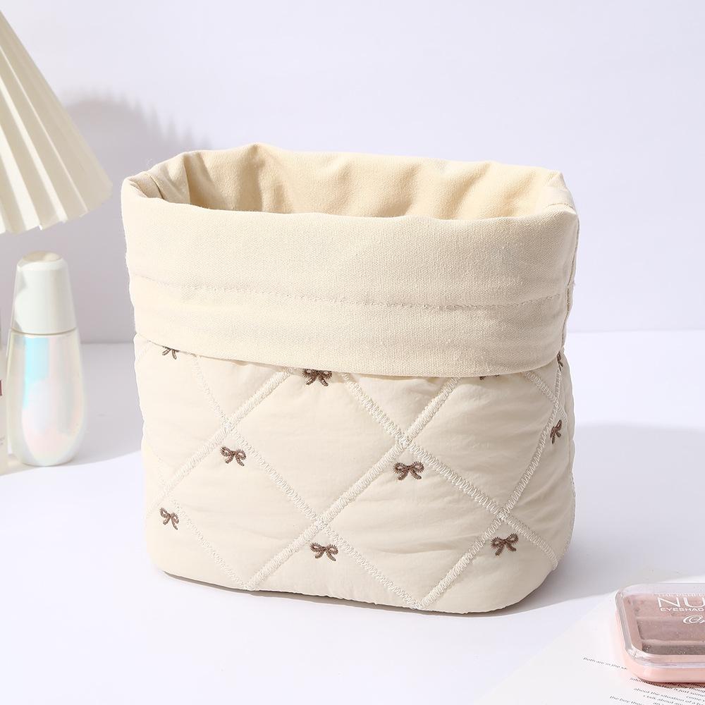 

Cosmetic Storage Bag Cotton Travel Makeup Bag Drawstring Makeup Pouch Stylish Niche Beauty Organizer For Purse Beauty бежевый