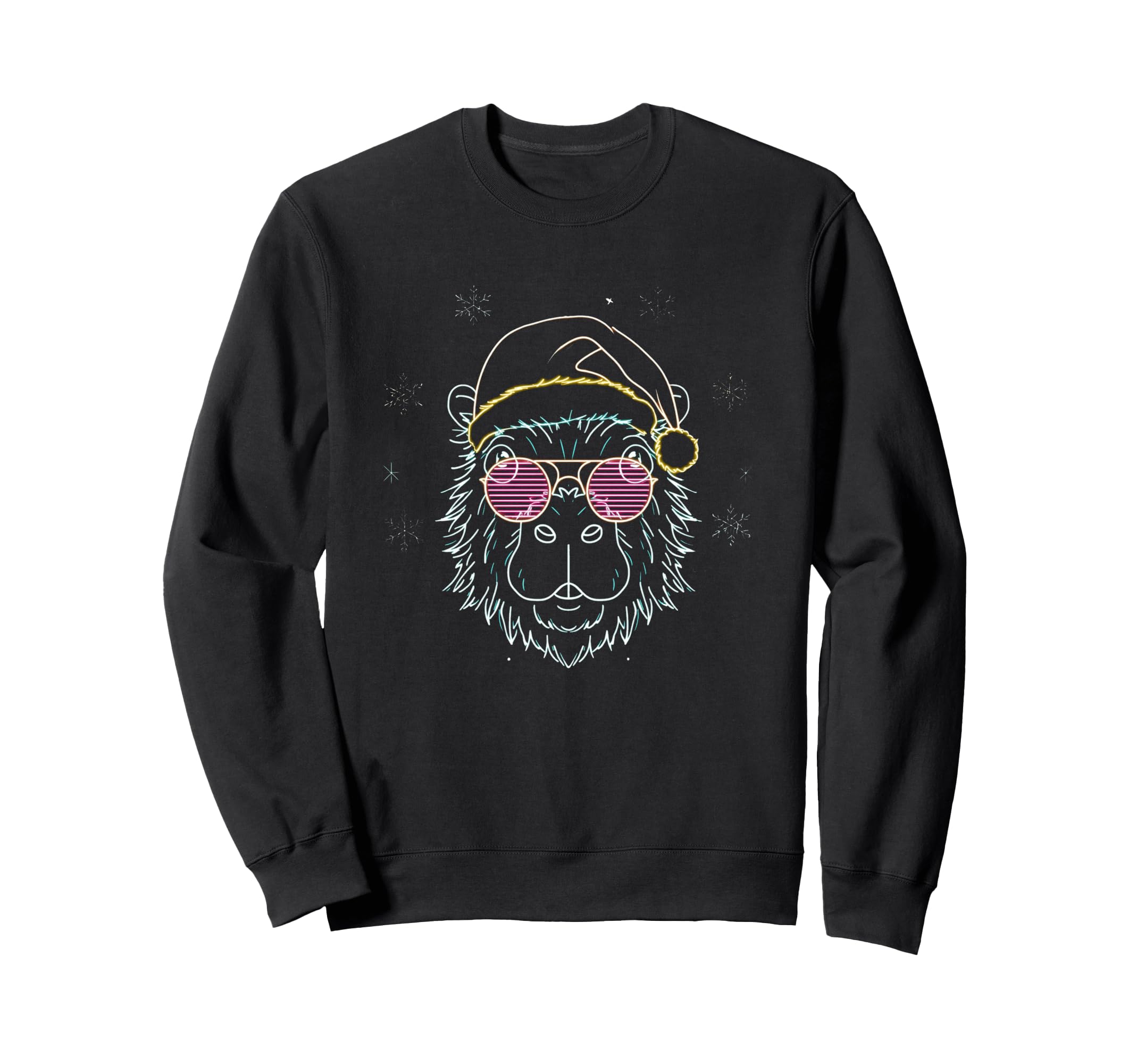 Gorilla face, round glasses, winter character graphic, monkey sweatshirt
