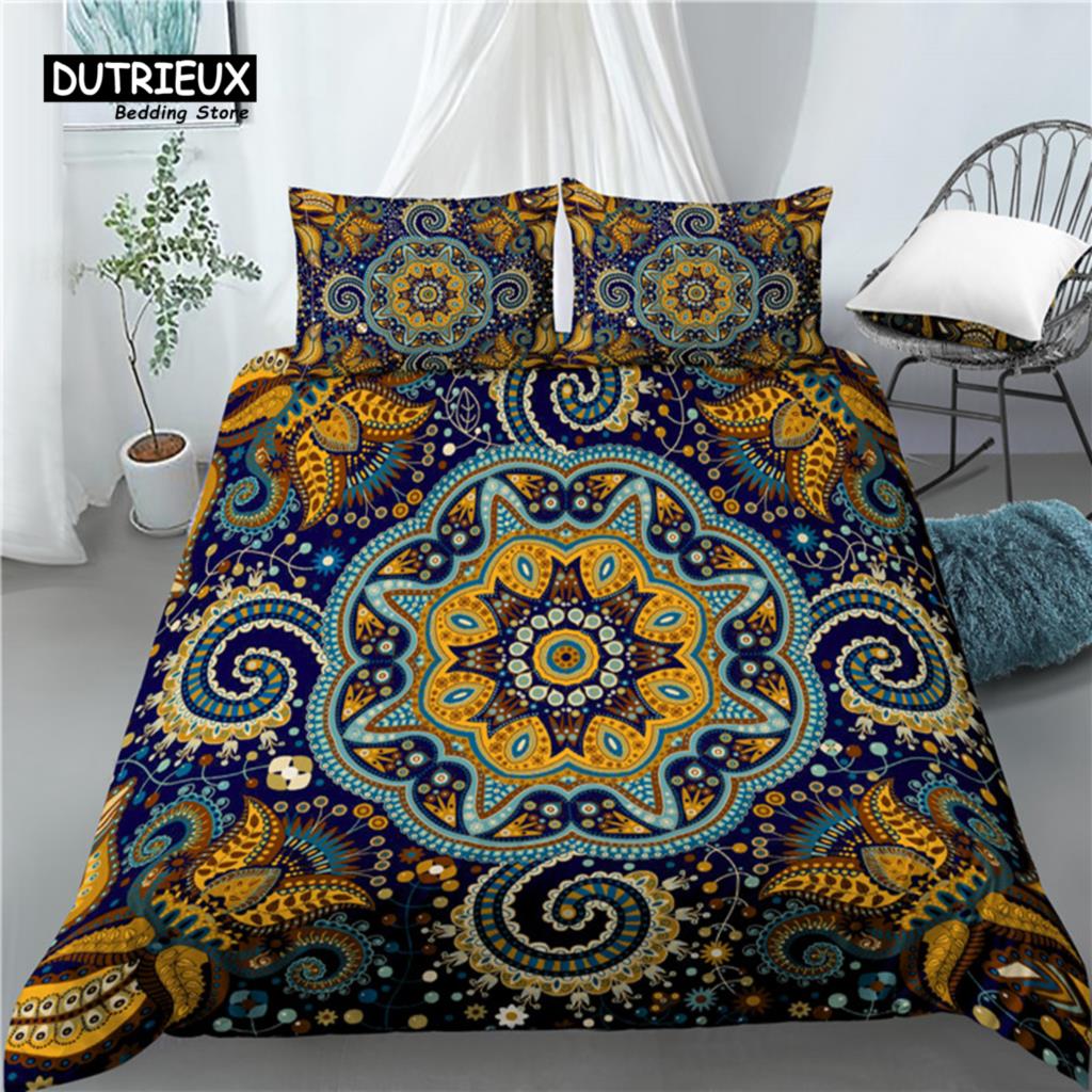 Home Living Luxury 3D Mandala Print 2/3Pcs Comfortable Duvet Cover PillowCase Bedding Sets EU/US/AU Size