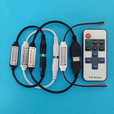 Kabelloser RF-Controller für LED-Streifenlichter (5-24V) mit Dimmer und RF11-Schlüssel für einfarbige Kupferdraht-Lichterketten