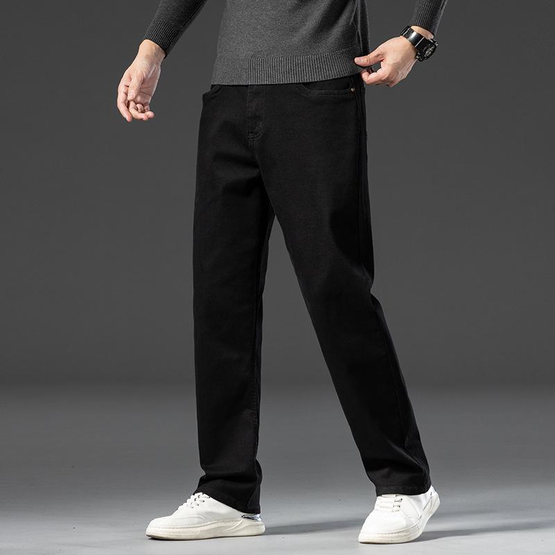 Straight-leg jeans for men, autumn and winter new style, elastic casual trend, versatile straight-leg loose jeans for men, casual