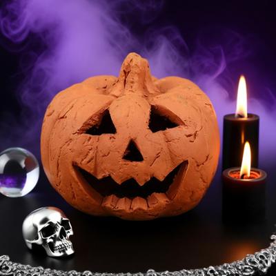 Handcrafted Pumpkin Statue Hand-Carved Resin Pumpkin Figurine Halloween Tabletop Ornament for Home Party Decor