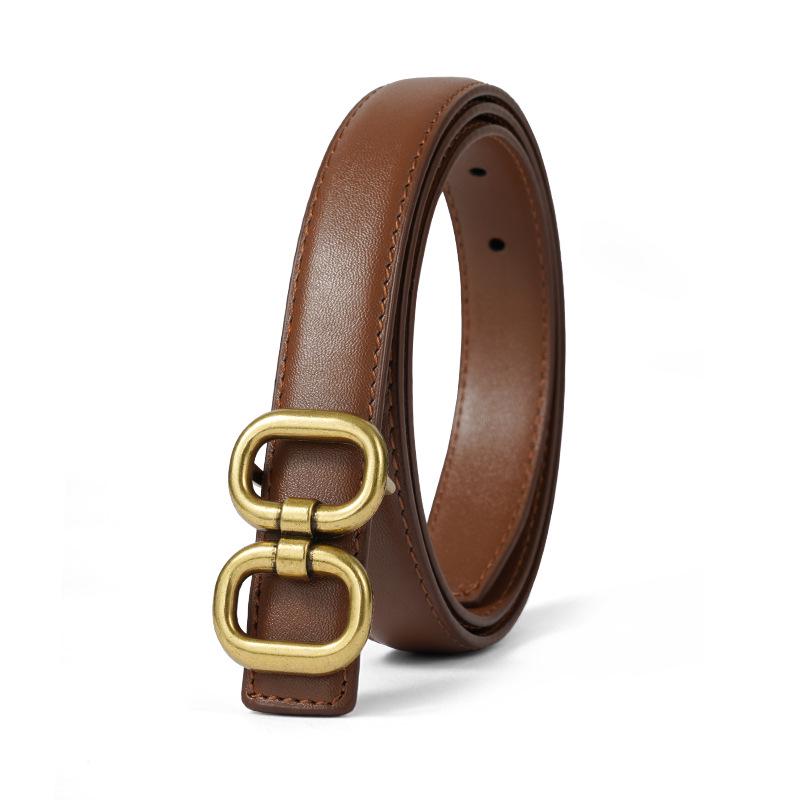 Genuine Leather Women's Versatile Brown Jeans Belt