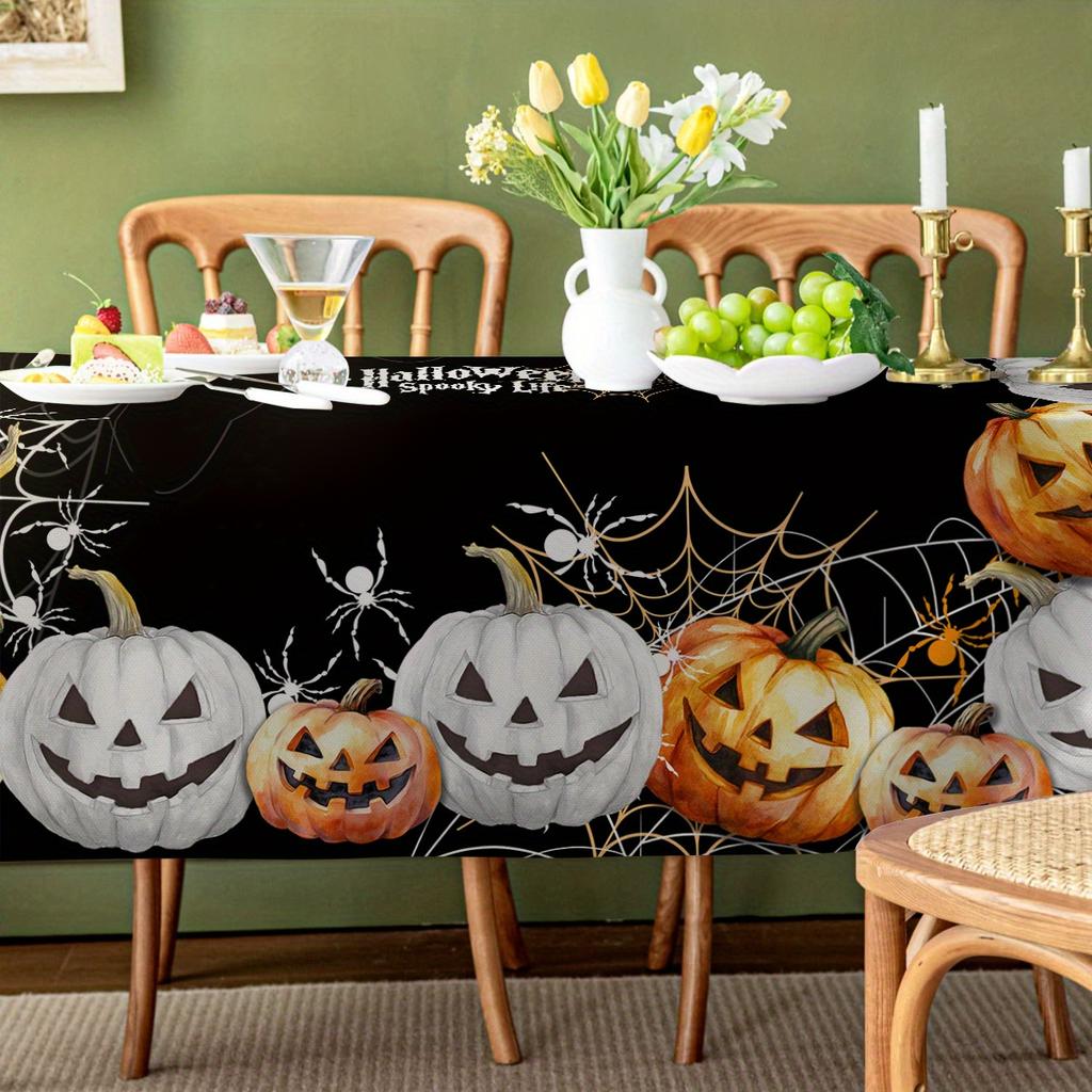 One polyester tablecloth with a Halloween pumpkin spider designzyc