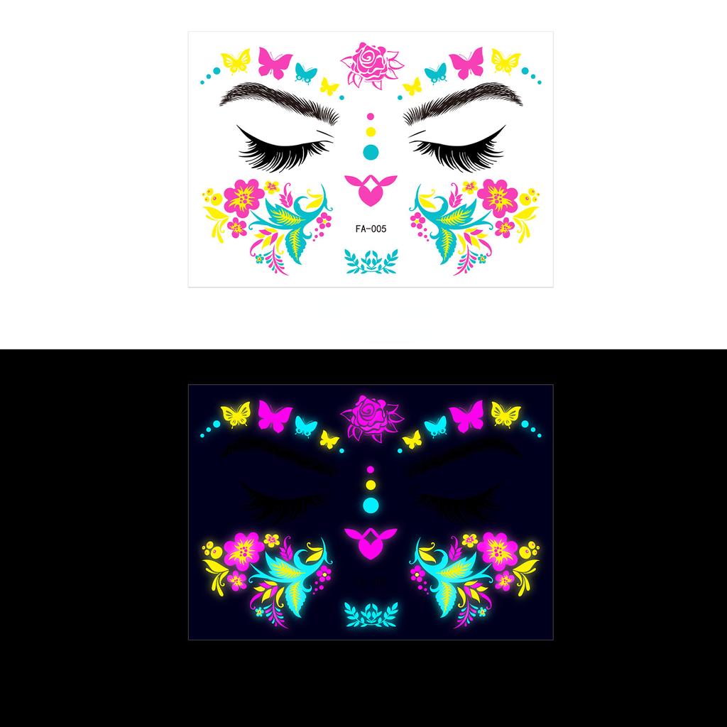 Music Festival Fluorescent Face Waterproof Nightclub Masquerade Neon Glow Tattoo Stickers