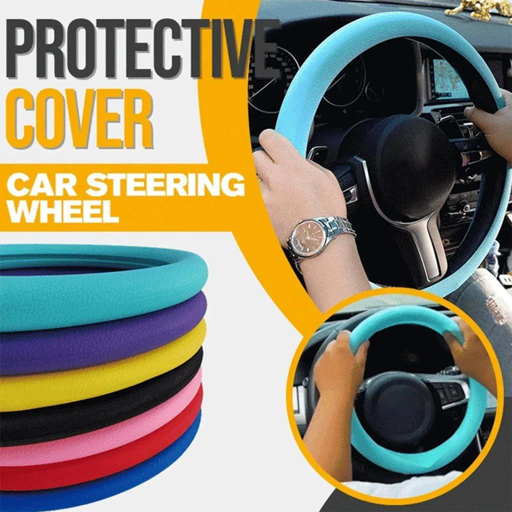 Car Steering Wheel Cover Universal Silicone Car Grip Handle Cover Silicone Protective Cover DIY Interior Accessories