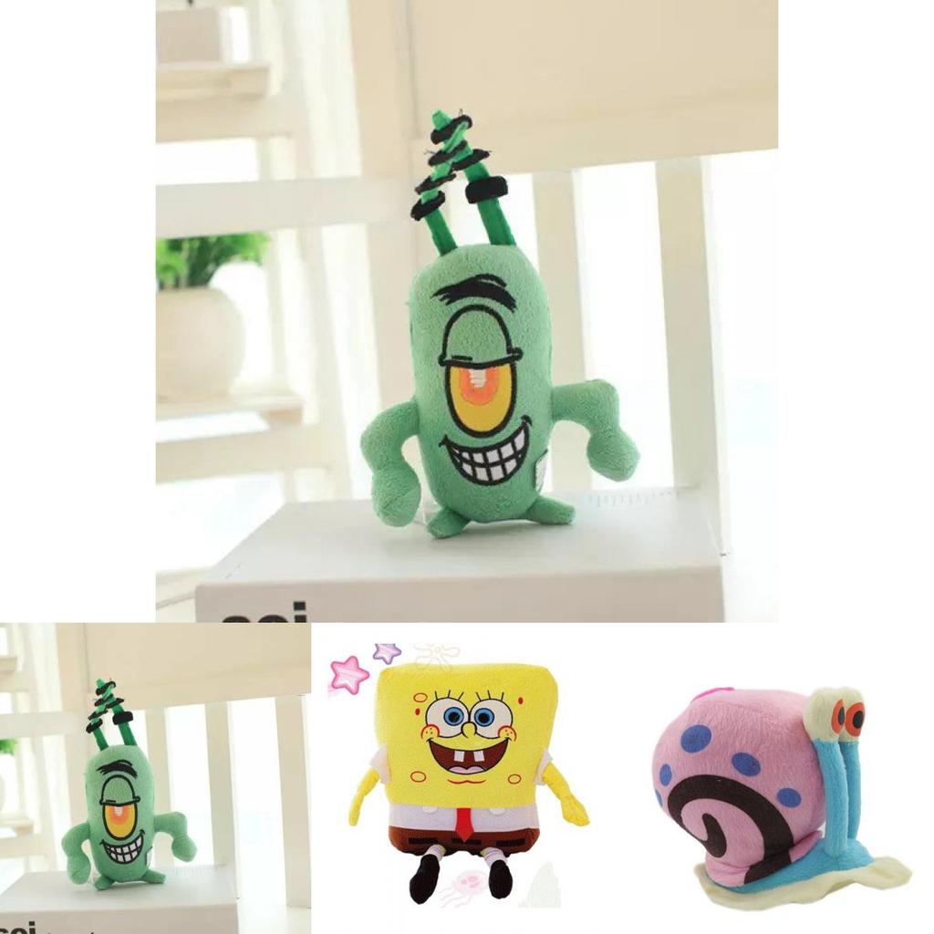 Cute Short Plush Cartoon Octopus Crab Starfish Snail Spongebob Series Toy Set