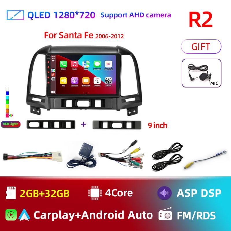 

8-ядерный Android 12 DSP автомобильный радиоприемник Multimidia видеоплеер навигация GPS для Hyundai Santa Fe 2 2006-2012 2din головное устройство Carplay