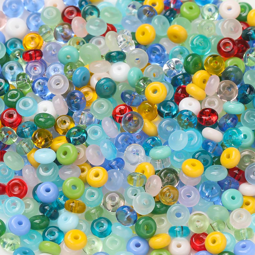 50pcs/Lots Colored Glass Seed Bead Abacus Shape Spacer Loose Beads for DIY Jewelry Making Bracelet Necklace Charms Accessories
