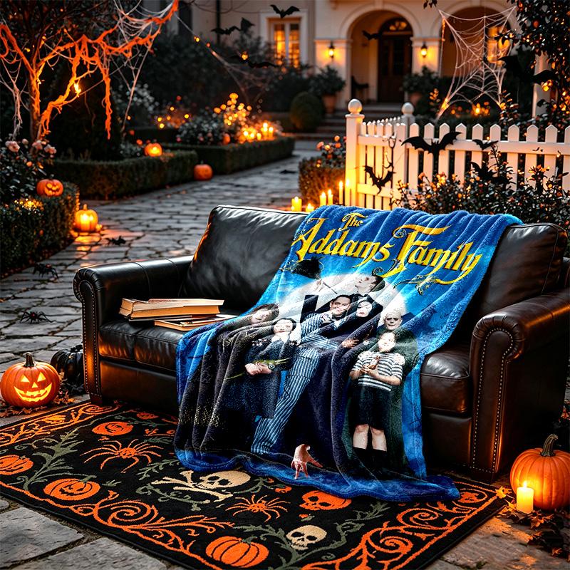 1pc Cozy Print Blanket, Addams Family Poster Blanket Appropriate for Home Picnic and Travel Adventures