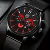 DEYROS 4PCS Set Fashion Mens Sports Bracelet Watches for Men Stainless Steel Quartz Wristwatch Classic Male Casual Leather Watch