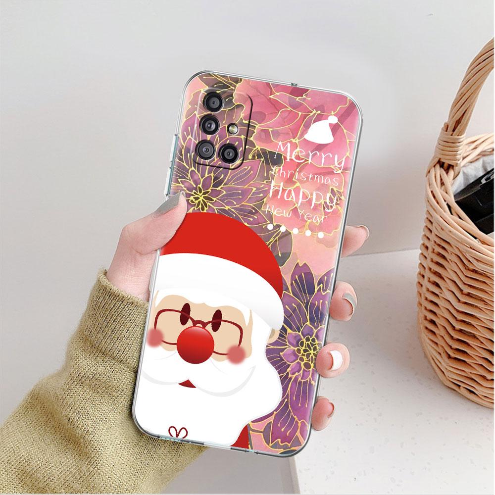 Průhledný kryt s červeným nosem losa a Santa Clausem pro Samsung Galaxy A52 A12 A51 A32 A21s A71 A32 A22 50 A70 A31 A72 5G