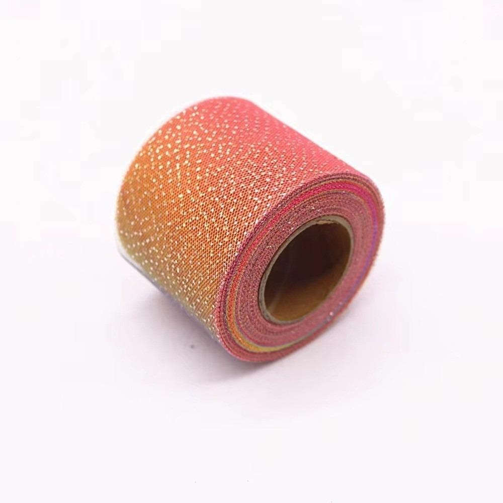 

25Yards 6cm Rainbow Tulle Mesh Ribbon Silver Glitter Dot DIY Bow Hair Accessory Headwear Organza Fabric Party Supplies 6cm 25yards
