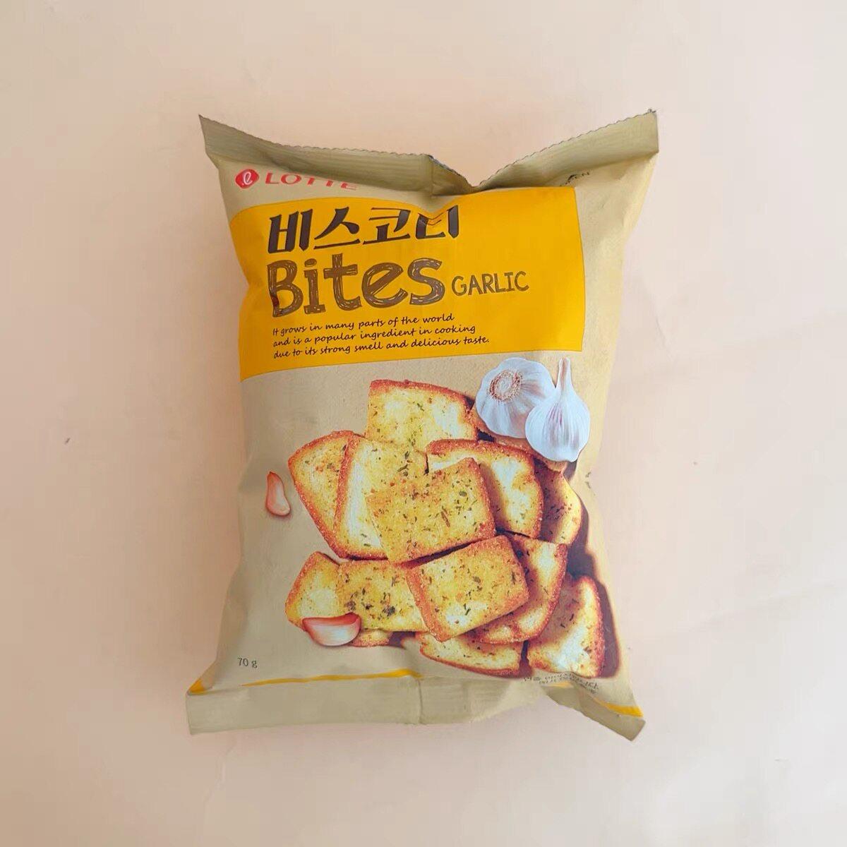 Хрустящие тосты Lotte, легкие закуски, 70 г в пакете, 3 вкуса в ассортименте GARLIC