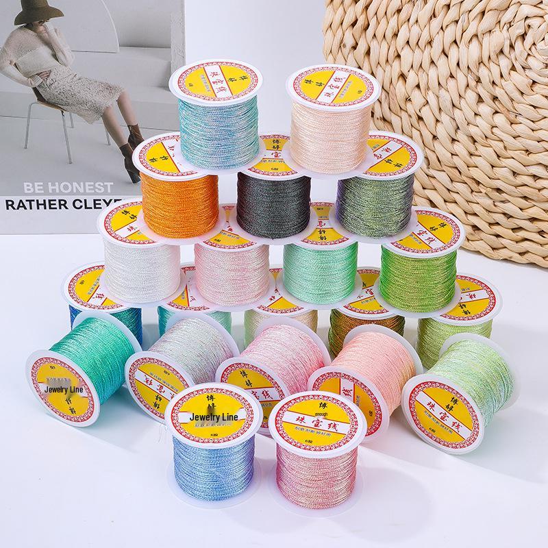 Handmade Red Lanyard Bracelet with Gold Iridescent Gimp Thread