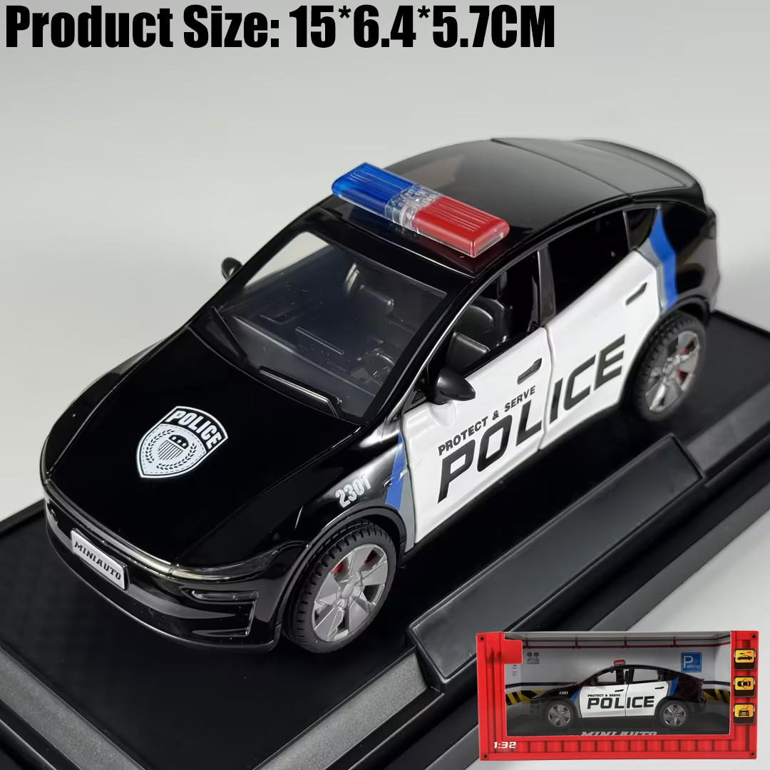 1:32 Polizei Modell Y Fahrzeug Legierung Metall Druckguss Modellauto Heimdekoration & Sammlerstücke Hobby Ausstellungsstücke Feiertagsgeschenk