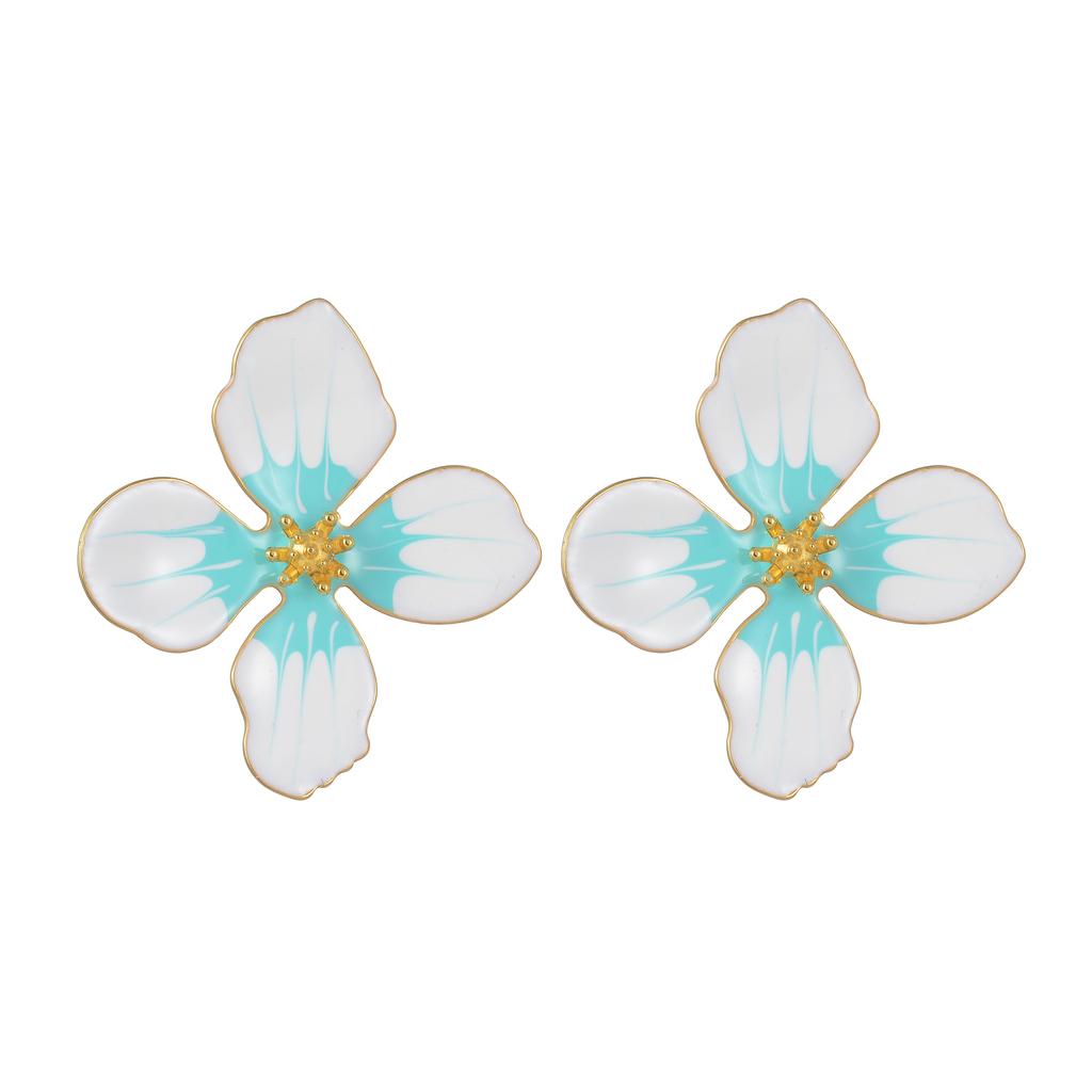 Atoztide New Exaggerated Colorful Flowers Earrings for Women Stainless Steel Zircon Flower Earring Romantic Wedding Jewelry Gift
